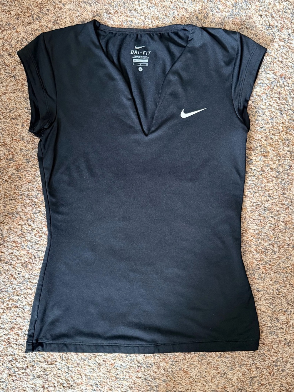 Nike Black Dri-FIT V-Neck Short Sleeve Top